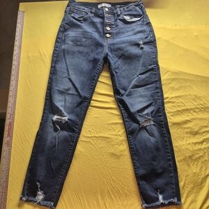 KanCan Dark Blue High-Rise Distressed Skinny Jeans